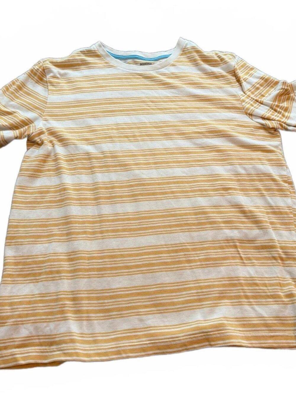 Sonoma Boys Yellow Striped Casual T-Shirt XL Husky